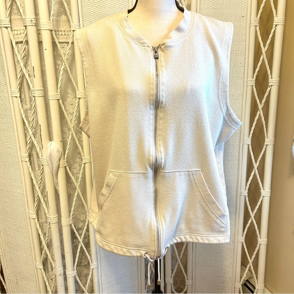 Vintage Zip-Up Vest Cream Light Beige Front Pockets Liz Claiborne Plus size 2X - Picture 2 of 13